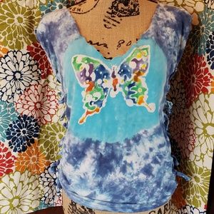 Distressed Tye Dye Butterfly Shirt
